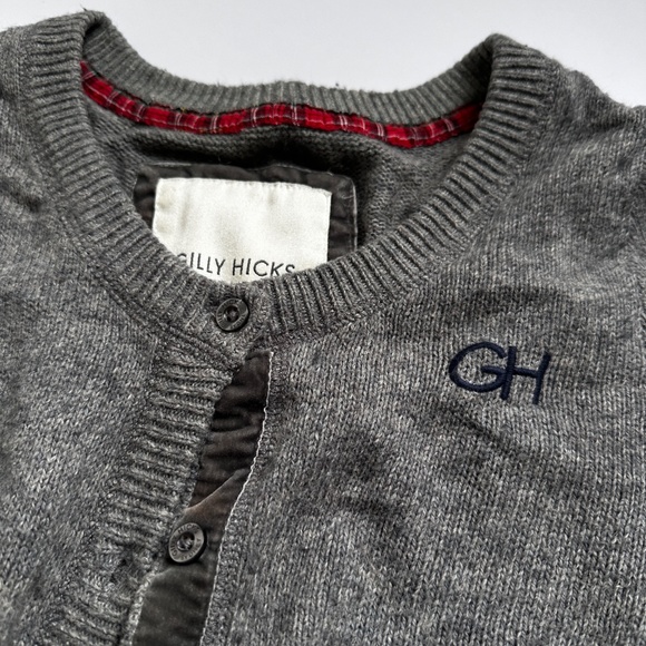 y2k vintage abercrombie Gilly Hicks Grey cropped button cardigan knit sweater - Picture 3 of 6